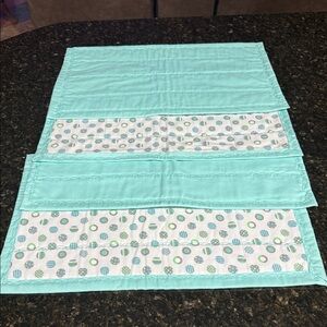 Aqua and Patterned Table placemats.